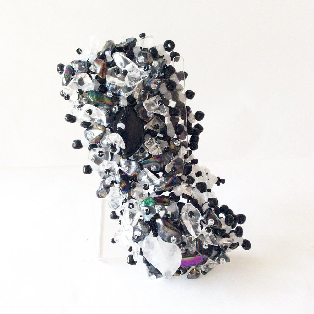 cluster bracelet beaded handmade statement bracelet glass beads handcrafted